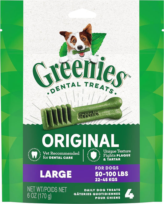 Original Large Natural Dental Care Dog Treats, 6 Oz. Pack (4 Treats)